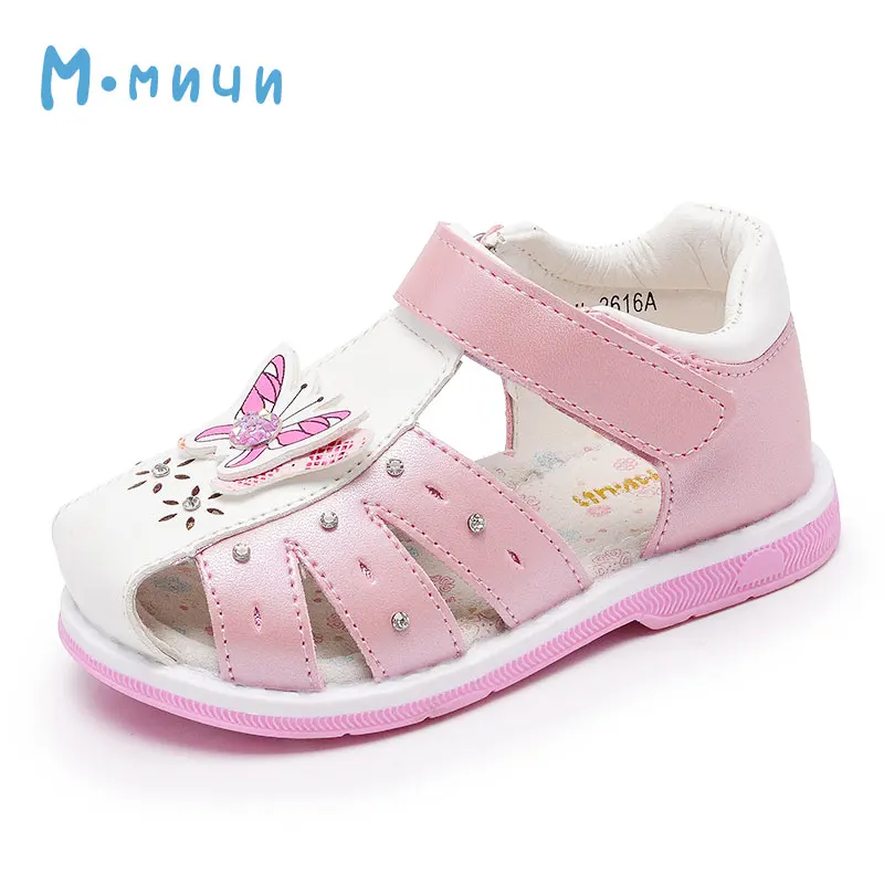 ML2616-PINK Отправить от России) Mmnun Новое поступление цветы сандалии для девочек обувь для детей малыша сандалии с закрытым носком сандалии детские сандалии для маленьких девочек 22-32 - Цвет: ML2616-PINK