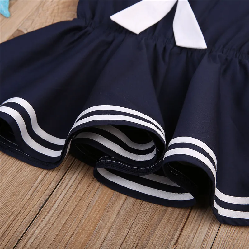 Girl Cotton Dress Baby Princess Navy Style Bow Girls Dresses 2017 Autumn vestidos Infant Toddler Clothes | Детская одежда и обувь