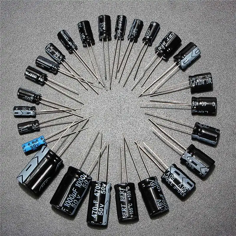 125pcs 1uF-2200uF 25V/50V 25Valuesx5Pcs Electrolytic Capacitors Assortment Kit Assorted Set | Электронные компоненты и