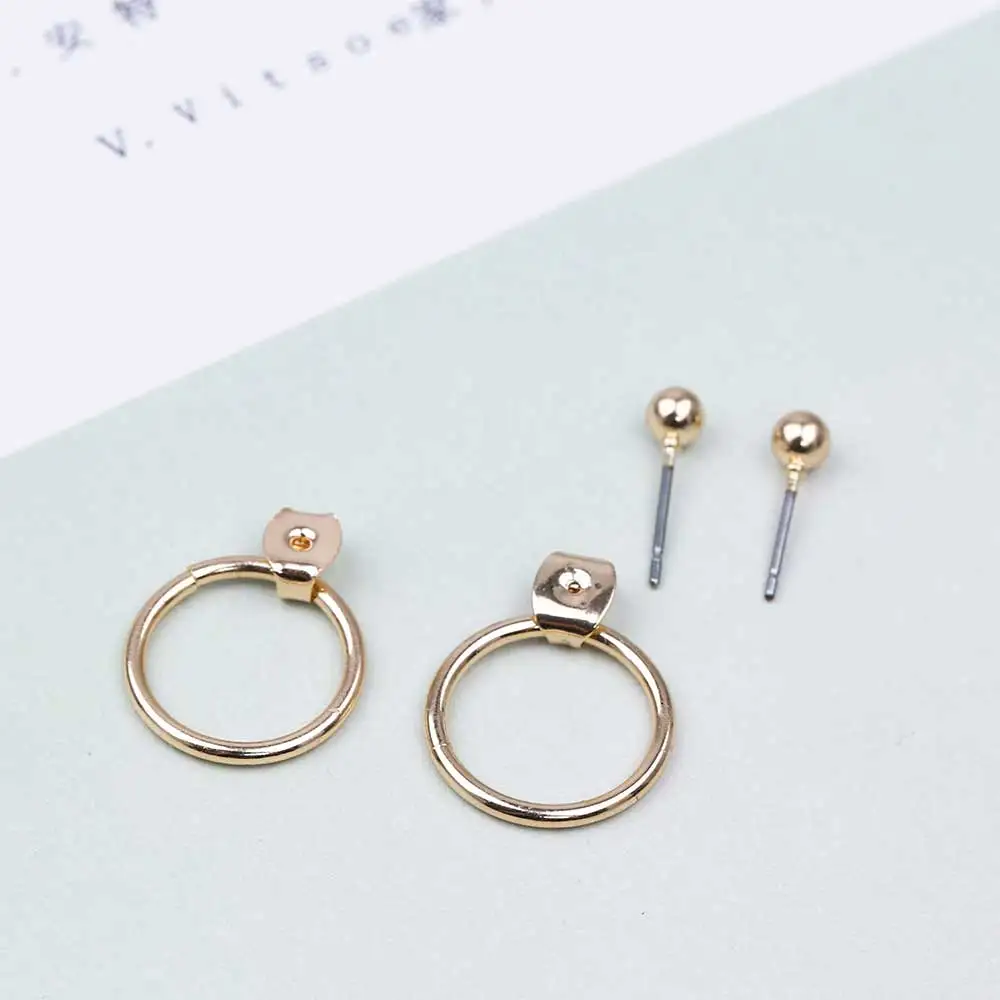Gold FAMSHIN, модные богемные Винтажные серьги, ювелирные изделия, милые золотые геометрические круглые металлические серьги-гвоздики, лучший подарок для женщин и девушек - Окраска металла: Gold