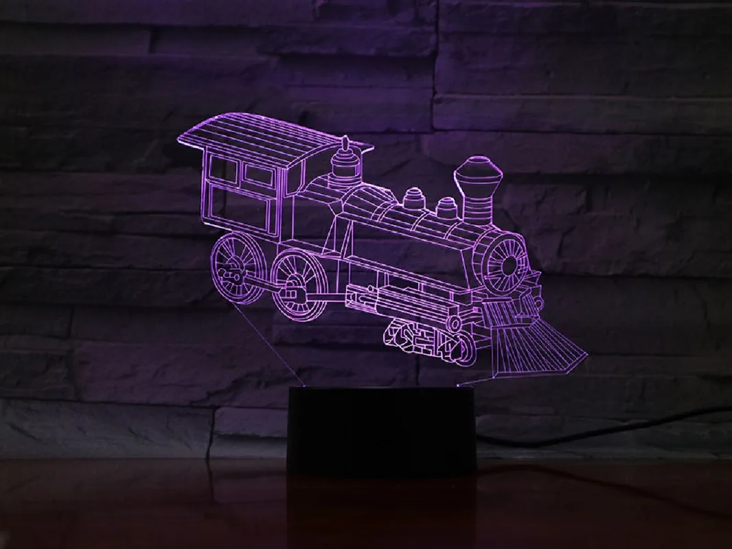 Поезд Локомотив 3D лампа Иллюзия ночник Автомобильный светодиодный фонарь многоцветный вспышка праздничный реквизит Luminaria Lava Lampara детская спальня