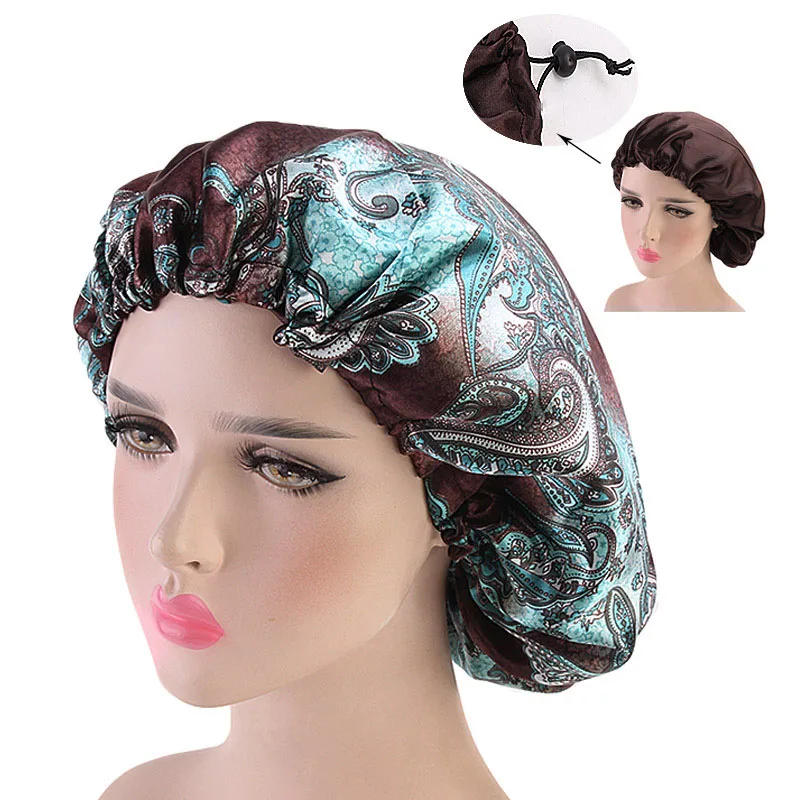 Для женщин двойной слои шелковистая DU-RAG волос интимные аксессуары волна шапки тряпки цветочный чепчик салон Hat Тюрбан Durag ДУ rag Headwrap