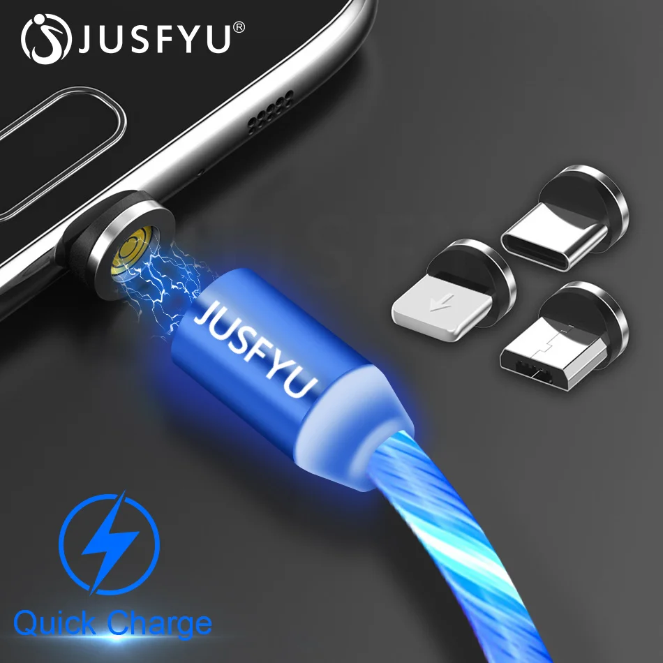 Течёт светящийся Магнитный кабель Micro usb type C адаптер для зарядки телефона Micro usb type-C Магнитный зарядный кабель для iphone samsung