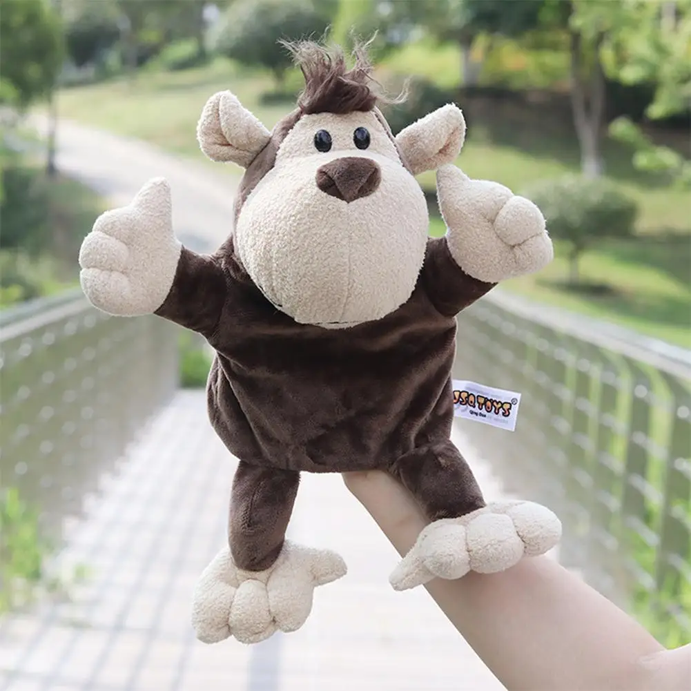 Animal Hand Puppet Dolls Plush Pig Panda Hand Doll Learning Baby Toys Puppets 30cm Hand Puppets Plush Game Doll Stuffed Toy - Цвет: monkey