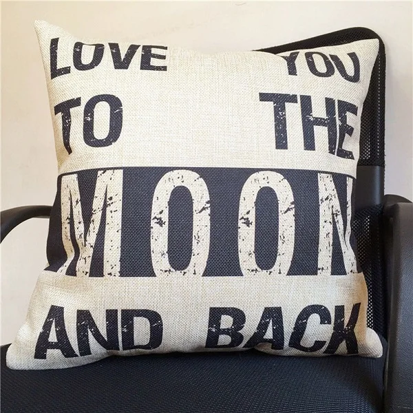 Подарок на день Святого Валентина Love You To The Moon And Back (чехол для подушки льняная