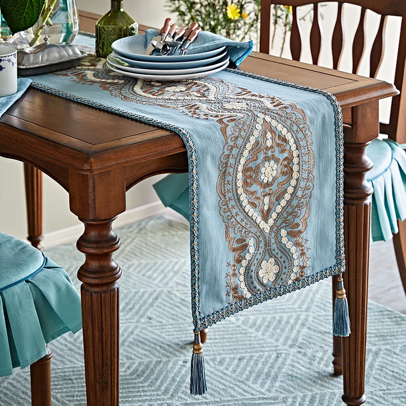 Вышитый хлопковый льняной столовый стол для телевизора обеденный дома отеля