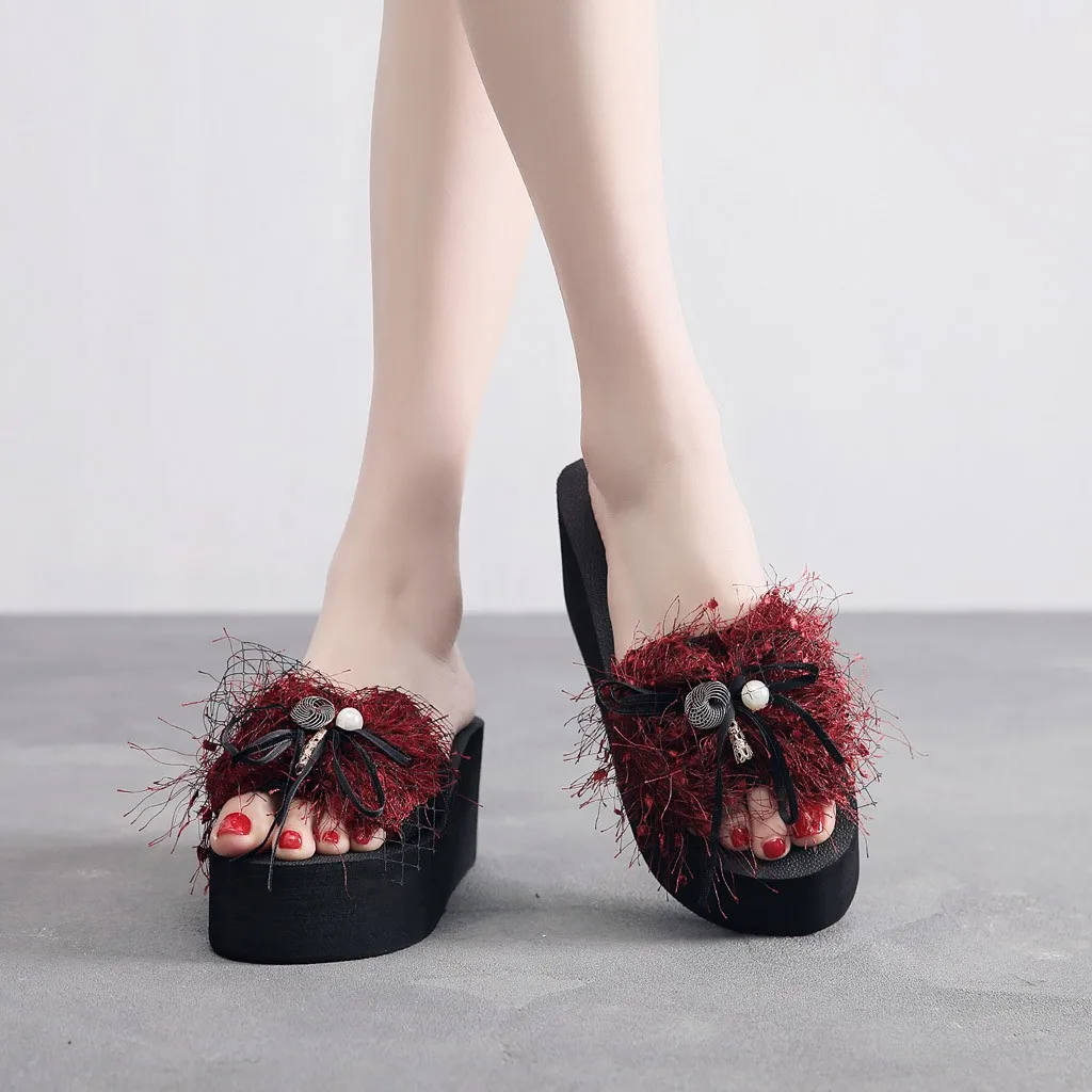 Женские слиперы пляжные сланцы Вьетнамки сандалии для ванной с круглым носком