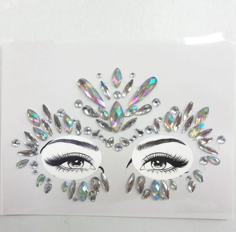 New Adhesive Face Gems Rhinestone Temporary Tattoo Jewels Festival Party Body Glitter Stickers Flash Tattoos Sticke 4 | Красота и