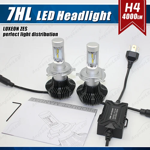 Комплект СВЕТОДИОДНЫХ Фар H4 9003 HB2 50 Вт 8000 лм G7 LUMI LUXEON ZES чипы без вентилятора чистый