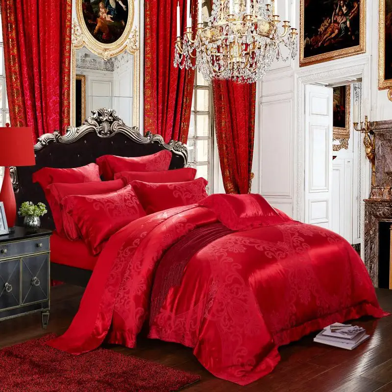 Cotton and Mulberry Silk Luxury Bedding Sets King size 4Pcs Premium Duvet Cover Set Bed Sheet Pillow shams Ultra Soft Durable - Color: Color 7