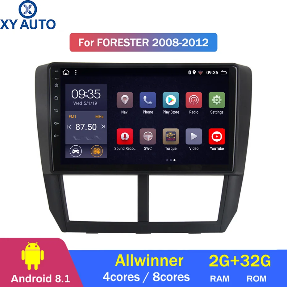 9 дюймов 2.5D IPS HD Мульти сенсорный экран Android8.1 2G RAM 32G ROM NAVI для Subaru Forester 2008 2012 с Bluetooth