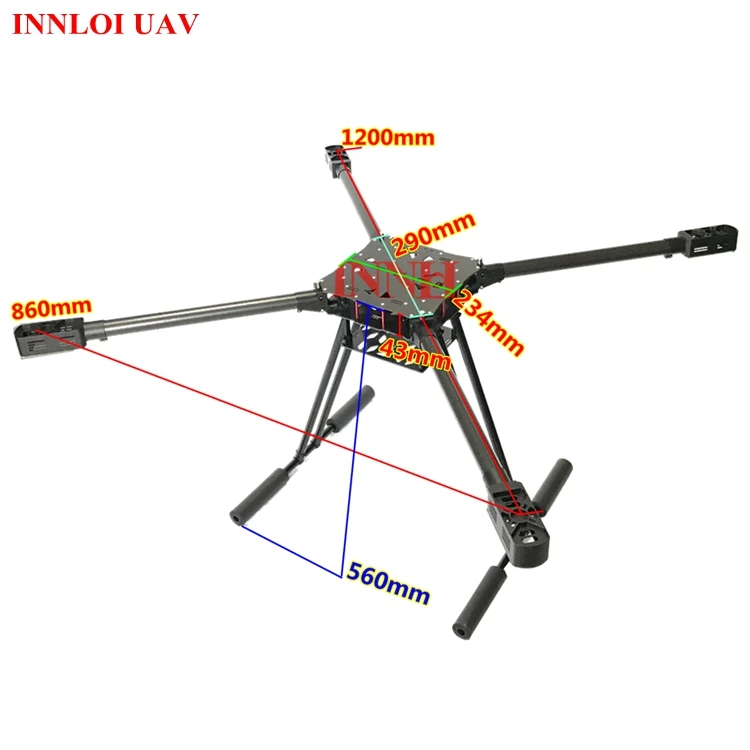 DIY 900 1000 1100 1200 мм 4 Quad раза рама из углеродного волокна рамка для rotors сельского