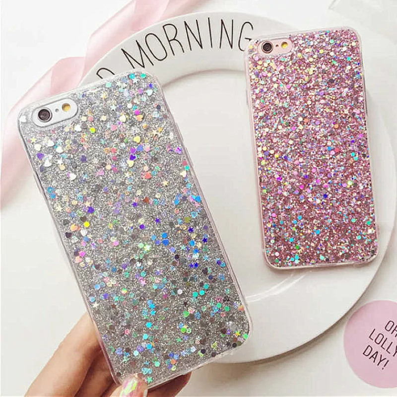 Роскошные блестящие Чехлы для iphone 6, 6 S, 8 Plus, X, 5SE, 5 5S, мягкие чехлы для телефонов с сердечками, силиконовые чехлы из ТПУ для iphone 7, 7Plus