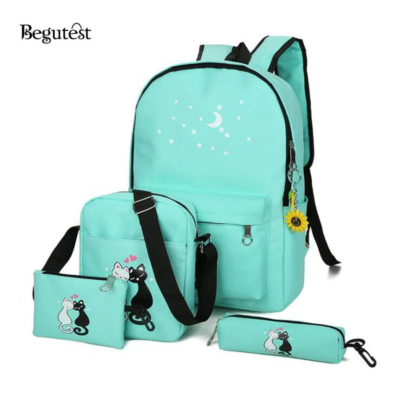 2017 холст Рюкзаки для подростка Обувь девочек 4 шт./компл. Для женщин школы