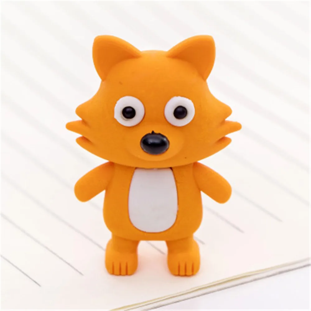 Kawaii мультфильм милый лиса резиновый ластик искусство школьные принадлежности офисные канцелярские товары новинка Животное Карандаш коррекция принадлежности