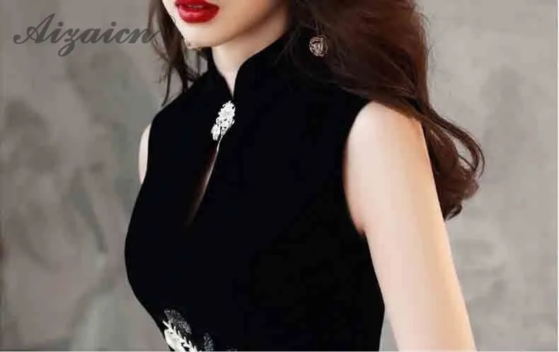 Китайское современное платье, черно-белые платья, мода, Qi Pao, аппликация, Cheongsam, Восточный стиль, длинные, повседневные, Qipao, вечерние платья