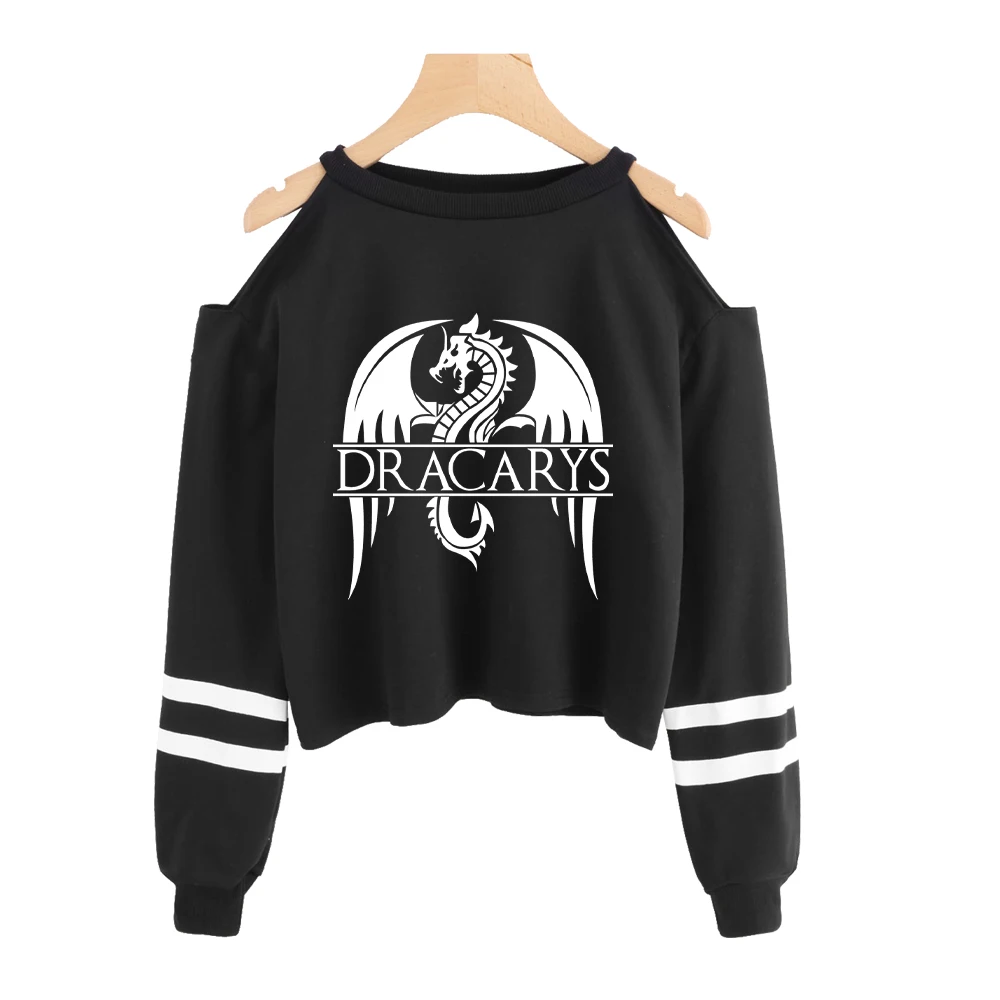 Игра престолов Толстовка Dracarys толстовка с открытыми плечами модный короткий сексуальный хип-хоп пуловер с принтом пуловер Одежда для женщин