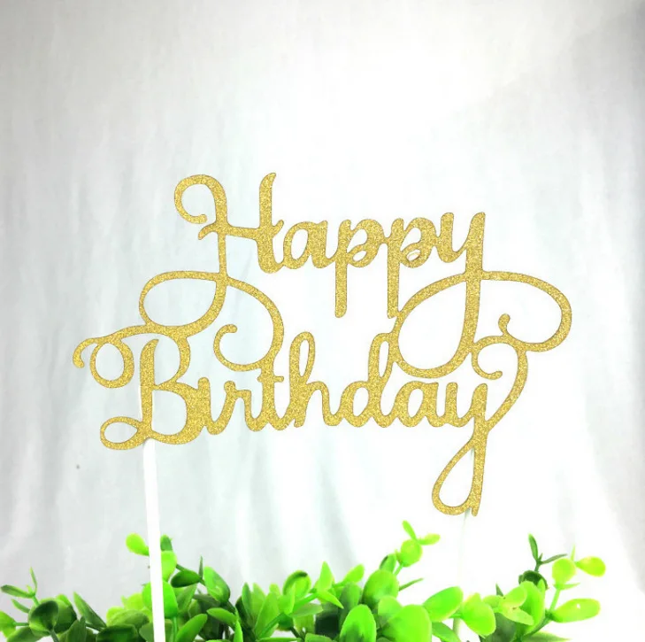 Лидер продаж 2 PCS С Днем Рождения Блеск украшения для капкейков DIY торты выбирает