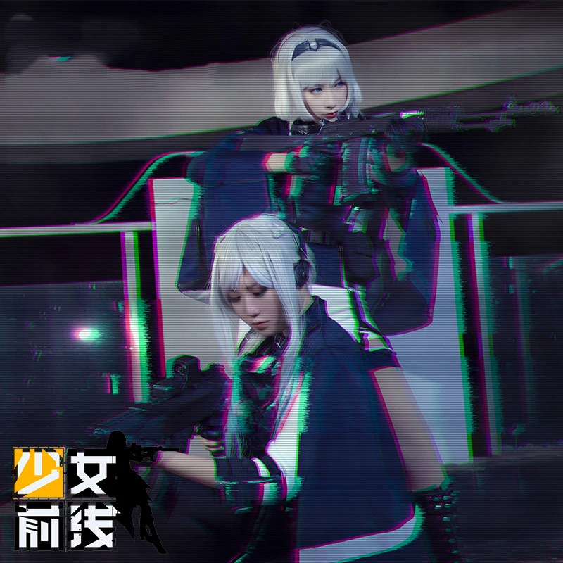 Костюмы для косплея для девочек, AK-12, Униформа, пальто, куртки, наряд, боевой костюм, набор синтетических париков для женщин, одежда для девочек