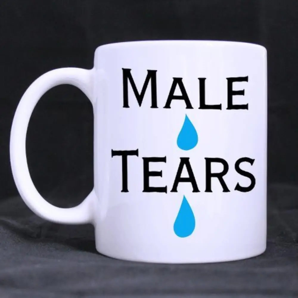 

Mug Coffee Cup Porcelain Tea Mug with handle "Male Tears" Ceramic 11 Oz,White