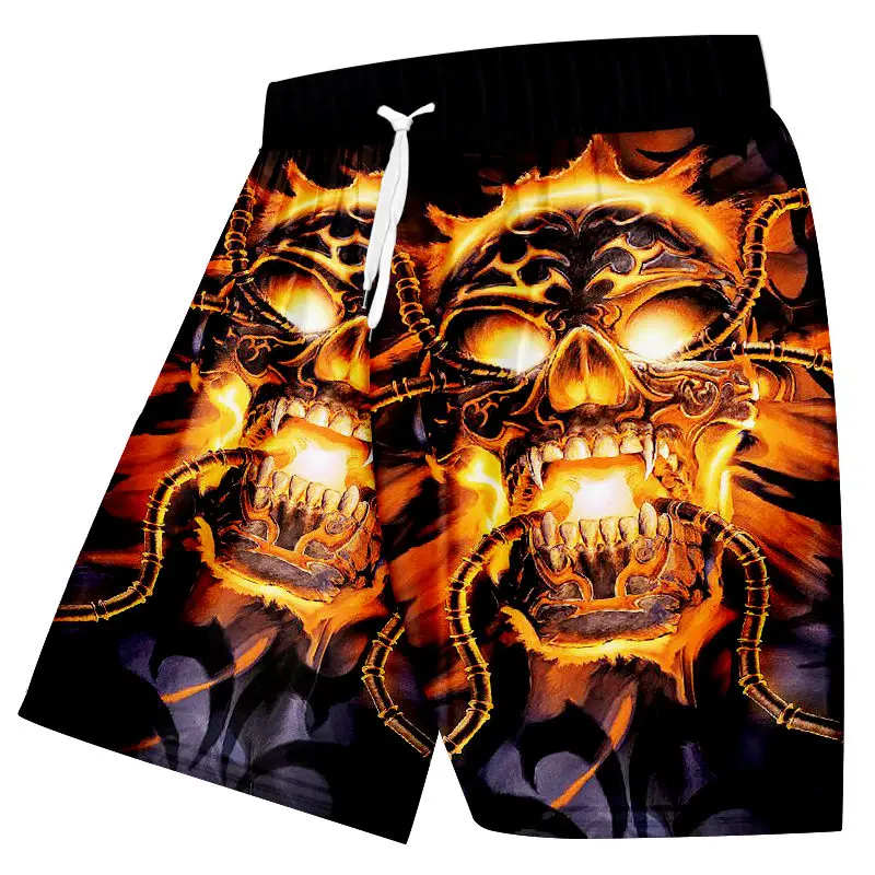 Мужские шорты с 3d принтом в виде черепа модные пляжные боковым карманом на талии