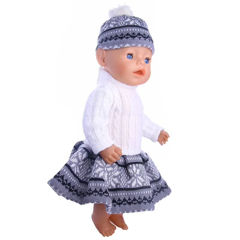 Новая модная Кукла одежда зимних юбок Шапка и шарф комплект из трех предметов для