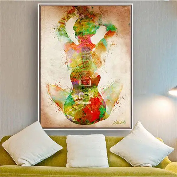 Мечта о музыкальном красочном абстрактном холсте картина маслом декор для