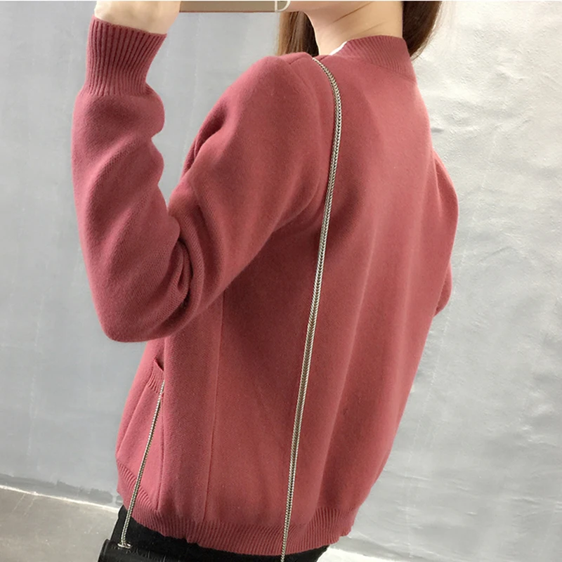 Women Sweater Cardigan 2018 Spring New V-neck Long-Sleeve Knitwear Short Loose Pure Color Single-breasted Coat 117 |