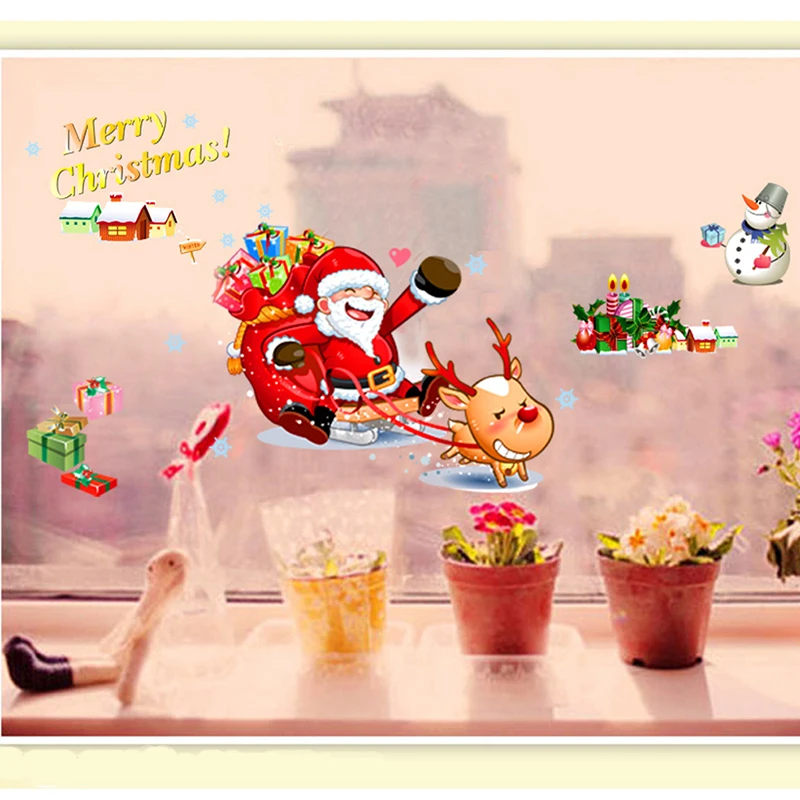 Новый Санта Клаус Рождественская елка Vinly большая настенная наклейка для детских