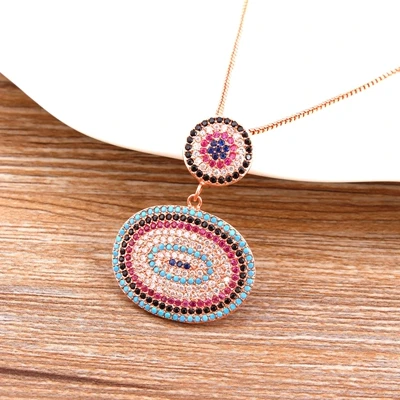 With Link-Rose Gold Новинка, модное женское ожерелье, металл, медь, микро ПАВЕ, CZ, Овальный Кулон, хорошее ювелирное изделие, подарок для женщин, мужчин, лучший подарок на день рождения - Окраска металла: With Link-Rose Gold