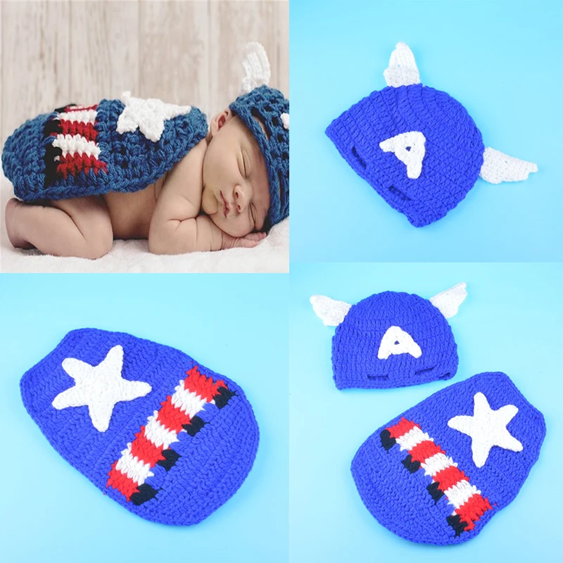 Ручной работы вязаный костюм супергероя для новорожденных Бэтмена Супермена