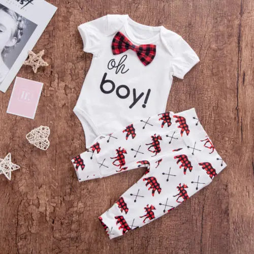 Casual Cotton Baby Suit!! Infant Boys Bow Tie Romper Pants Jumpsuit Outfits Clothes Size 0-2Y |