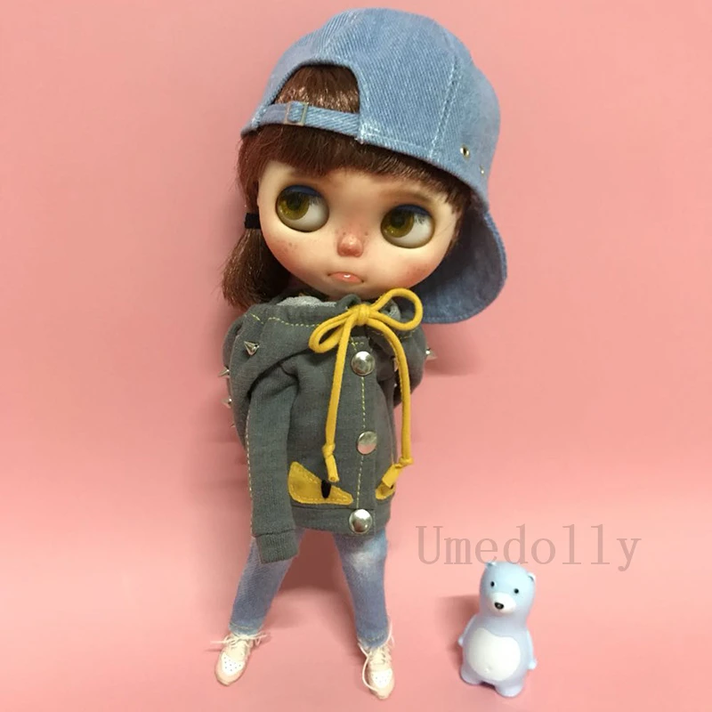 Крутое пальто с заклепками для одежды Blyth Licca Azone Ob24 Pullip Holala средней длины 1