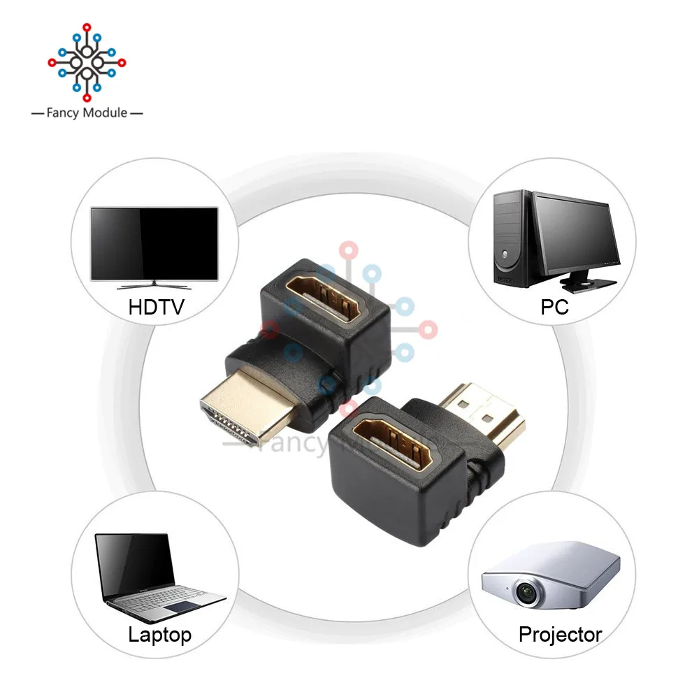 HDMI адаптер под прямым углом 90/270 градусов позолоченный HDMI мужчин и женщин разъем Поддержка 3D 4K 1080P HDMI удлинитель