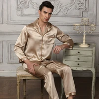 genuine silk pajamas man two piece sets 100 silkworm silk sleepwear male comfortable home wear 16195