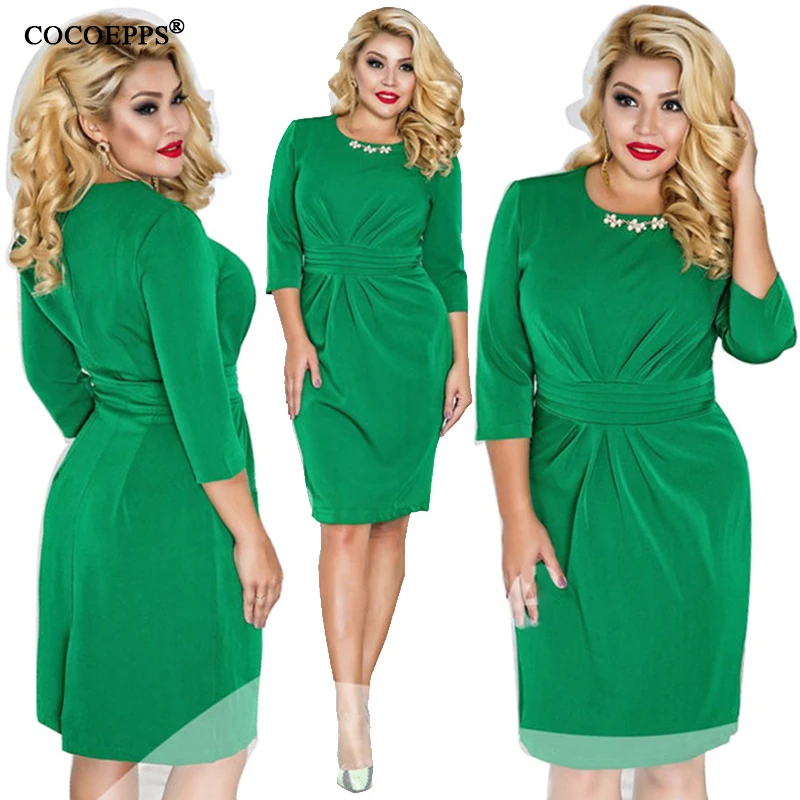Женское облегающее Платье До Колена платье большого размера с круглым вырезом и
