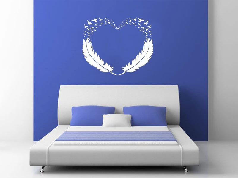 Перья сердце виниловые наклейки на стены Декор люблю Товары для птиц