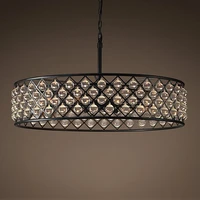 led e14 american iron crystal black clear round lustre chandelier lighting suspension luminaire lampen for foyer