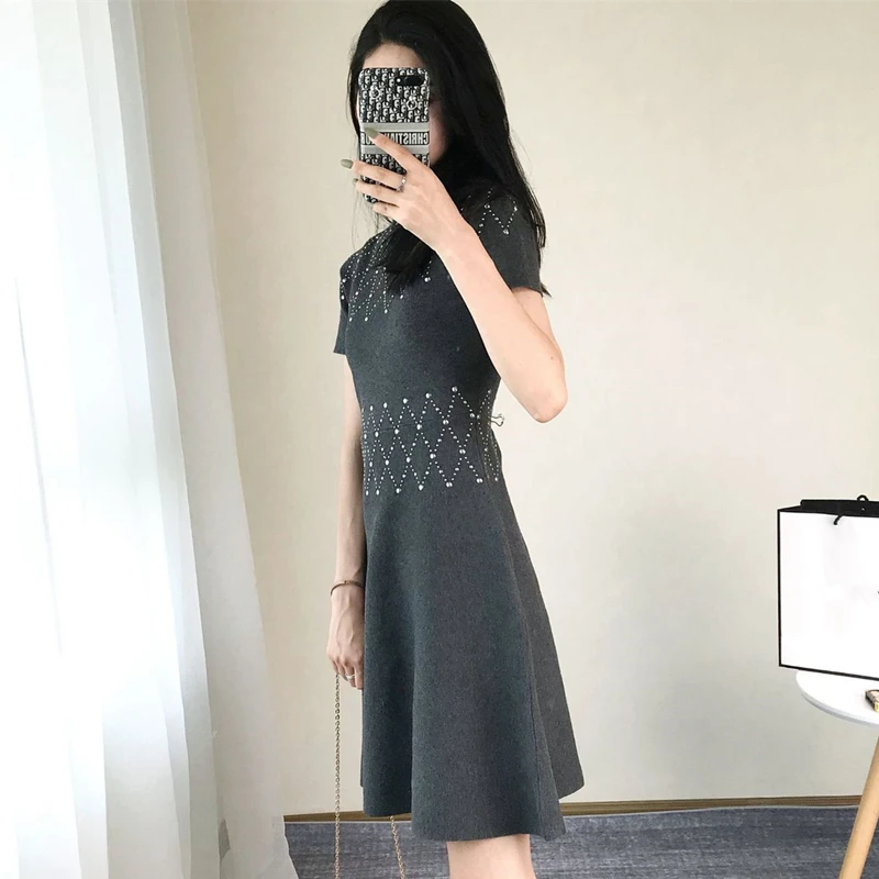 Tunjuefs Горячая блестки вязаное платье для женщин Vestido молнии элегантный Bodycon водолазка с коротким рукавом халат пуловеры осень