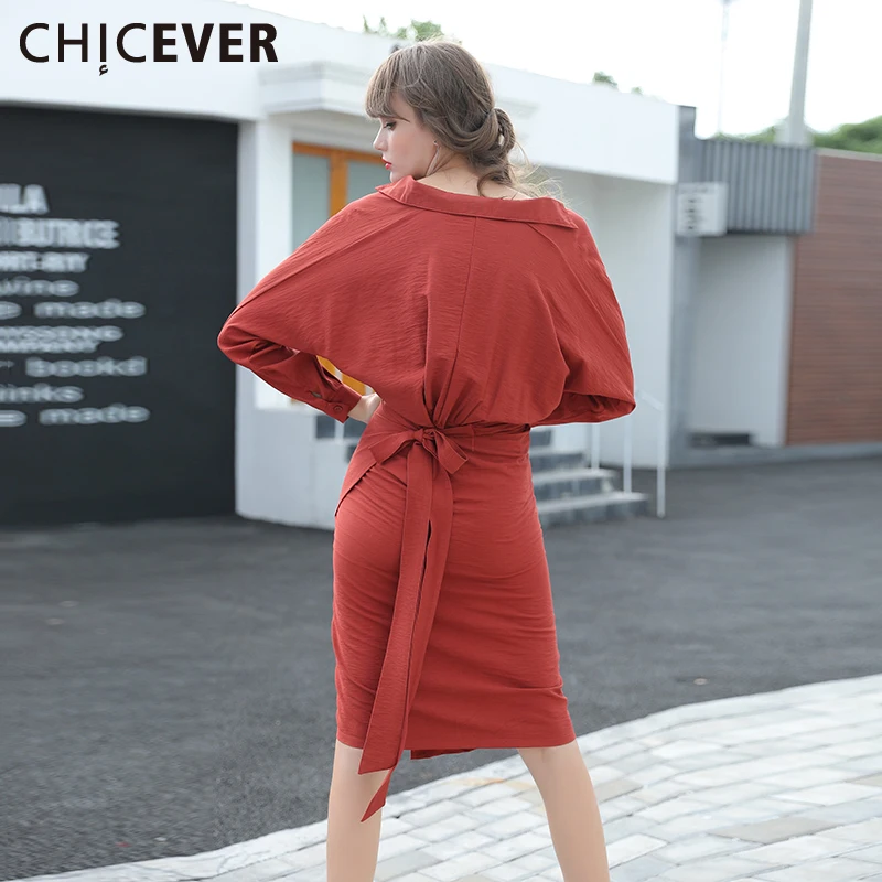 Женское кимоно CHICEVER осеннее платье туника на шнуровке с длинным рукавом летучая