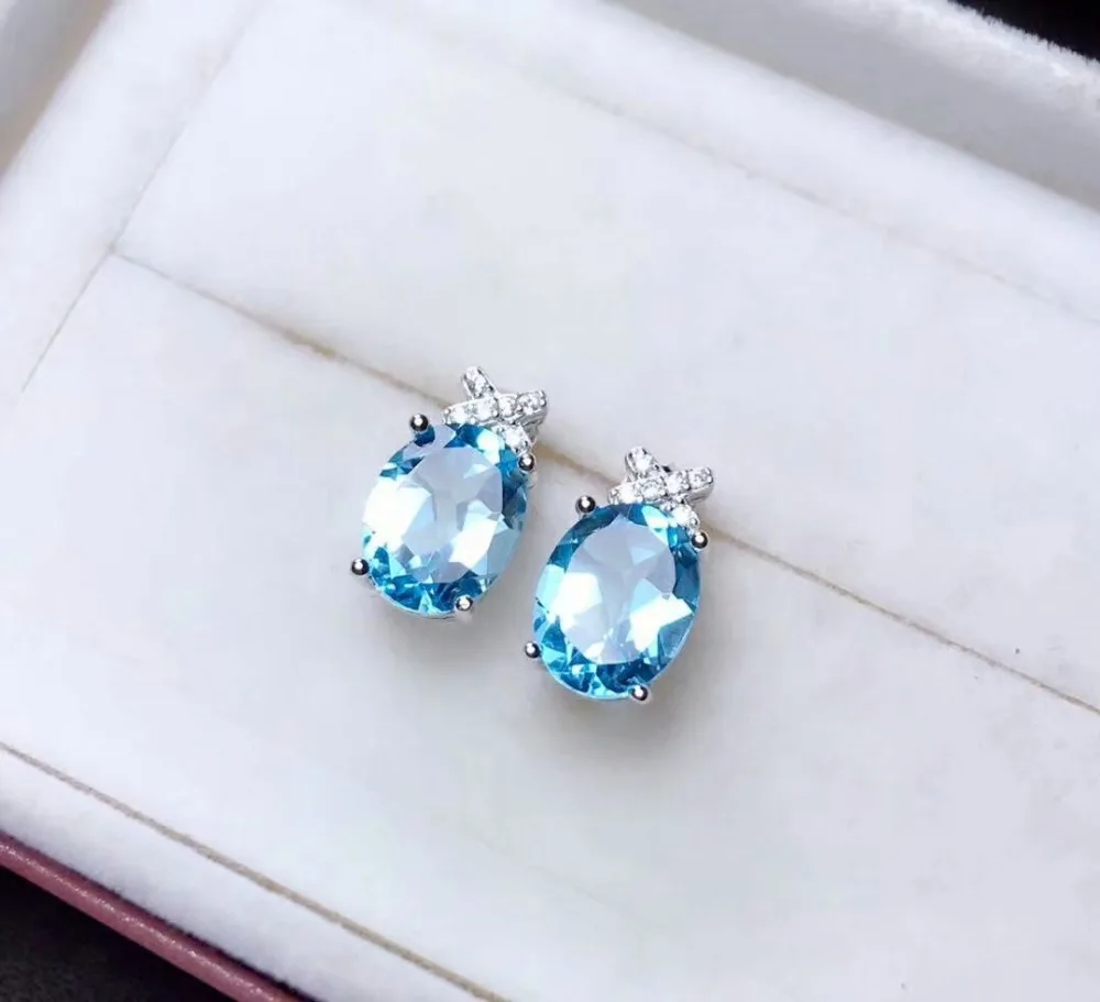 Shilovem 925 стерлингового серебра Природный Голубой топаз серьги капли воды fine Jewelry Новая женской tfe060801agb