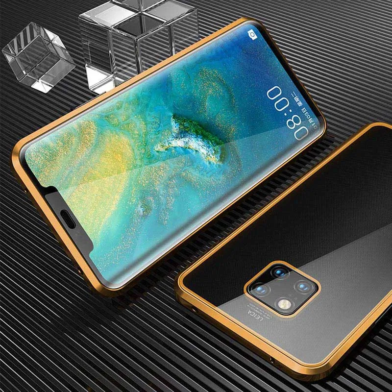 For Huawei P30 Pro Magnetic Case Front+Back double-sided Tempered Glass for Mate 20 P20 Metal Bumper |