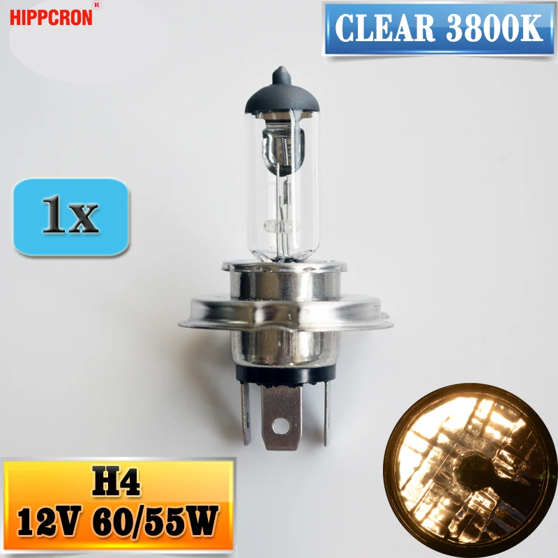 Hippcron H4 12V 60/55W прозрачный 3800K светильник лампа стеклянный автомобильный