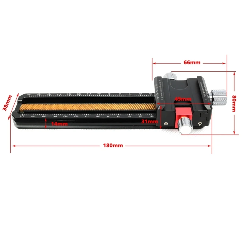 FITTEST Quick Release Plate Tripod 180mm Precision Aluminium 2-way Macro Rail Slider Head Holder |