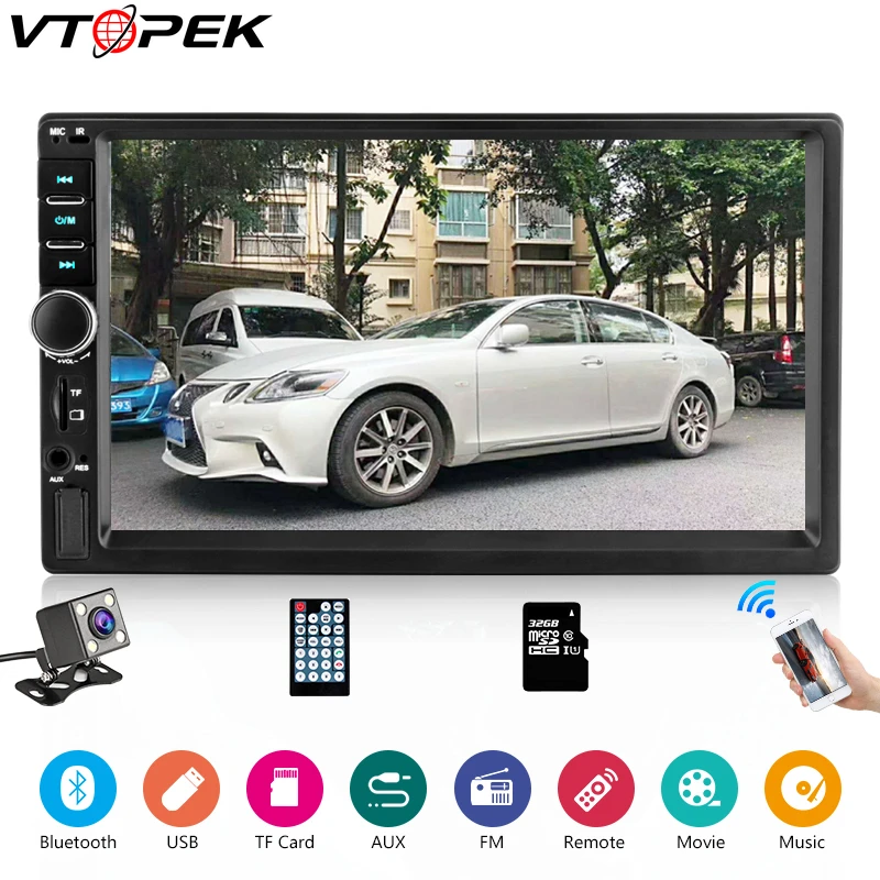 Автомагнитола Vtopek с сенсорным экраном 7 дюймов 2 din bluetooth Автомобильная