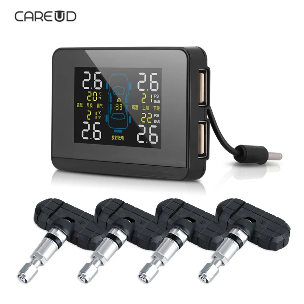 CAREUD U906C Беспроводная TPMS система сигнализации давления в шинах встроенные 4