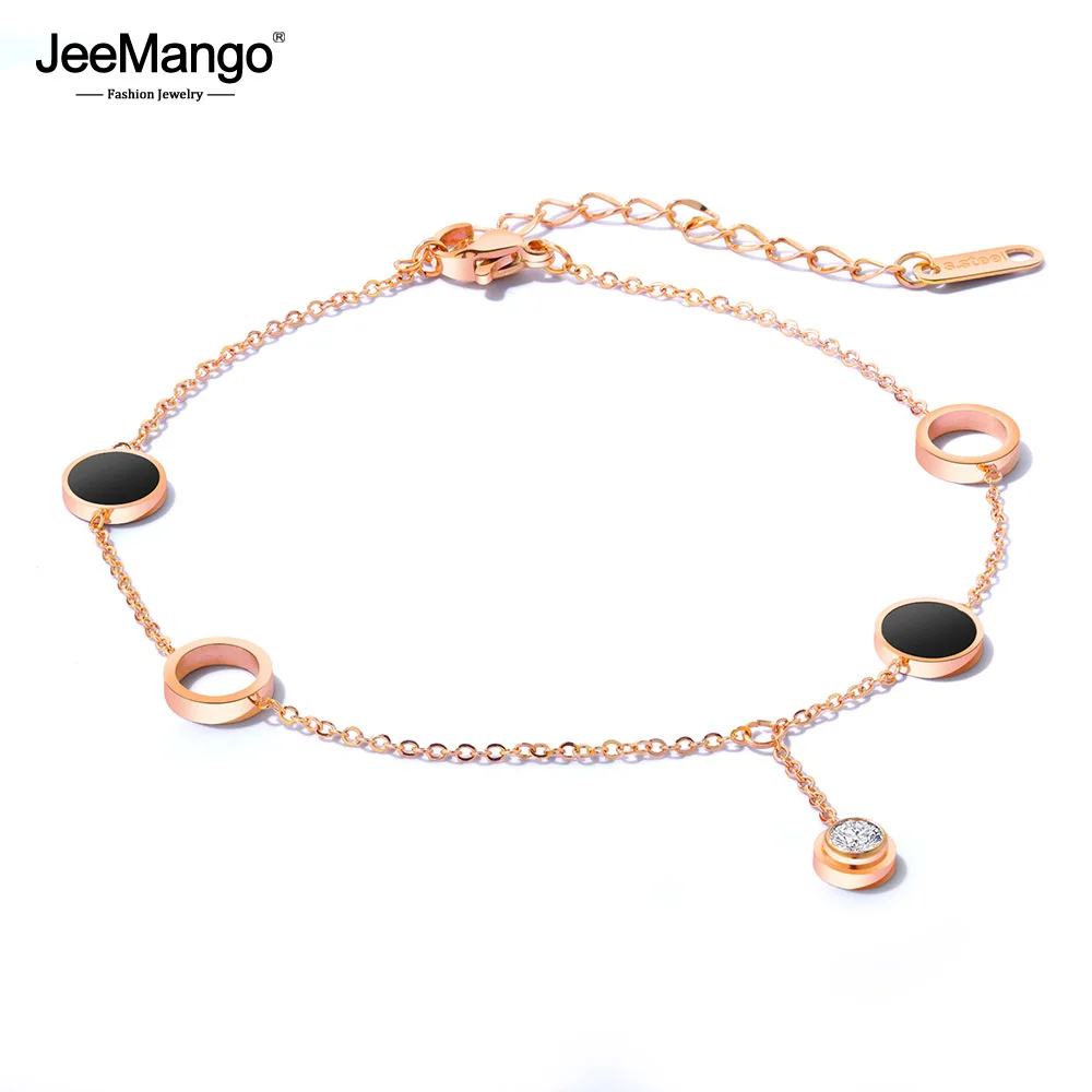 Винтажные браслеты JeeMango из нержавеющей стали розовое золото бусины цепочка