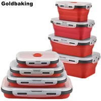 4 pieces silicone lunch box collapsible food container bpa free food collapsible storage container microwave freezer safe