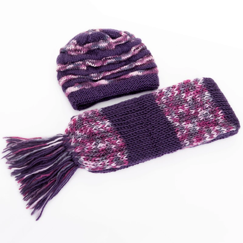 Осенняя и зимняя шерстяная вязаная шапка для пожилых женщин толстая женская шарф