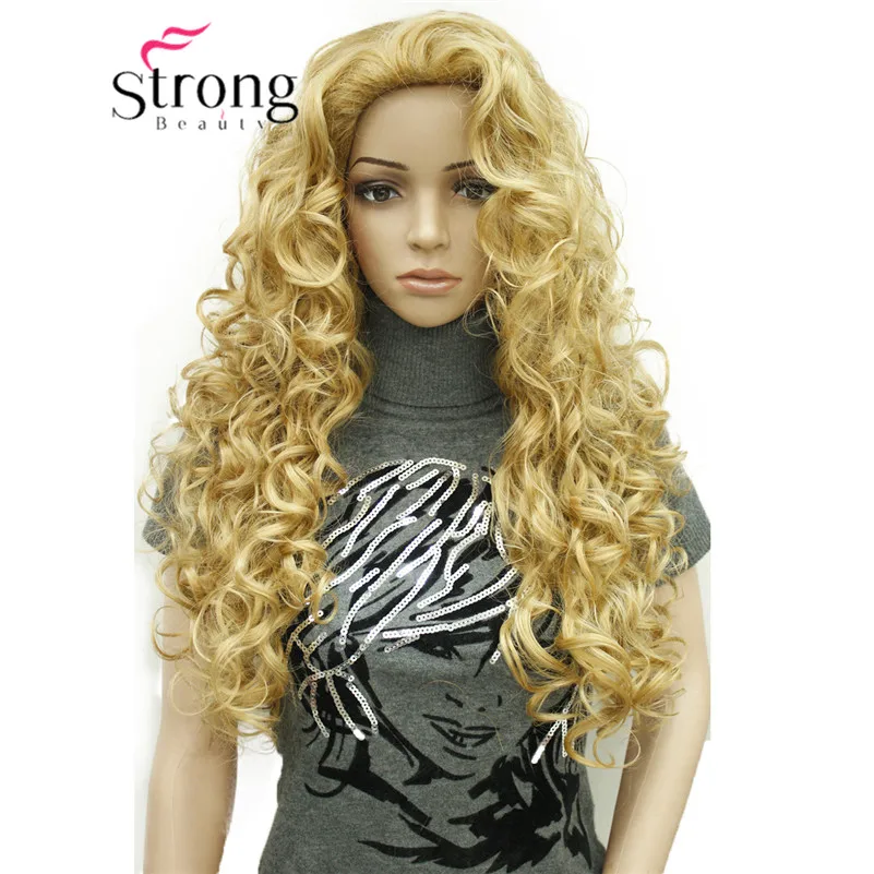 StrongBeauty 26 дюймов длинные волнистые блонд микс синтетический парик Полный парики для женщин выбор цвета